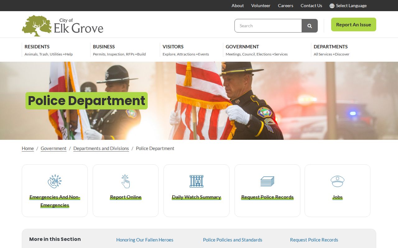 Elk Grove Police Department official overview