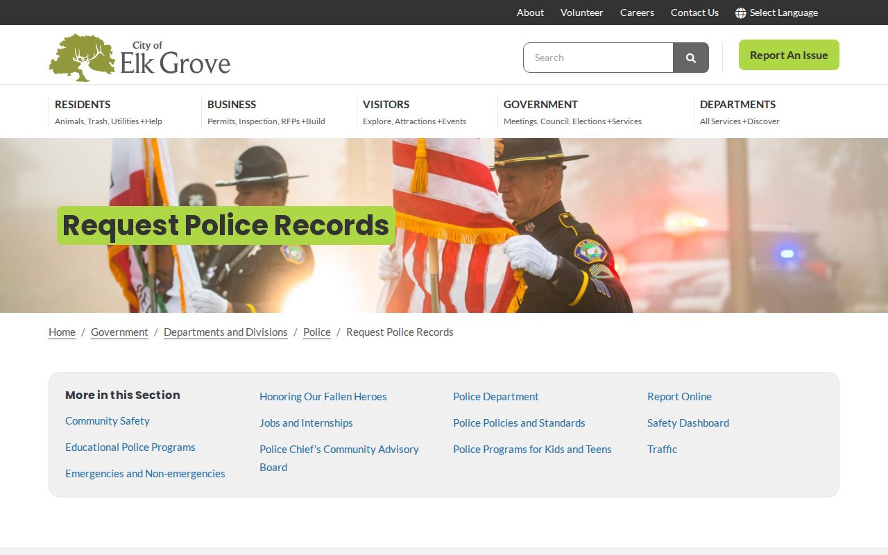 Elk Grove Police request records information