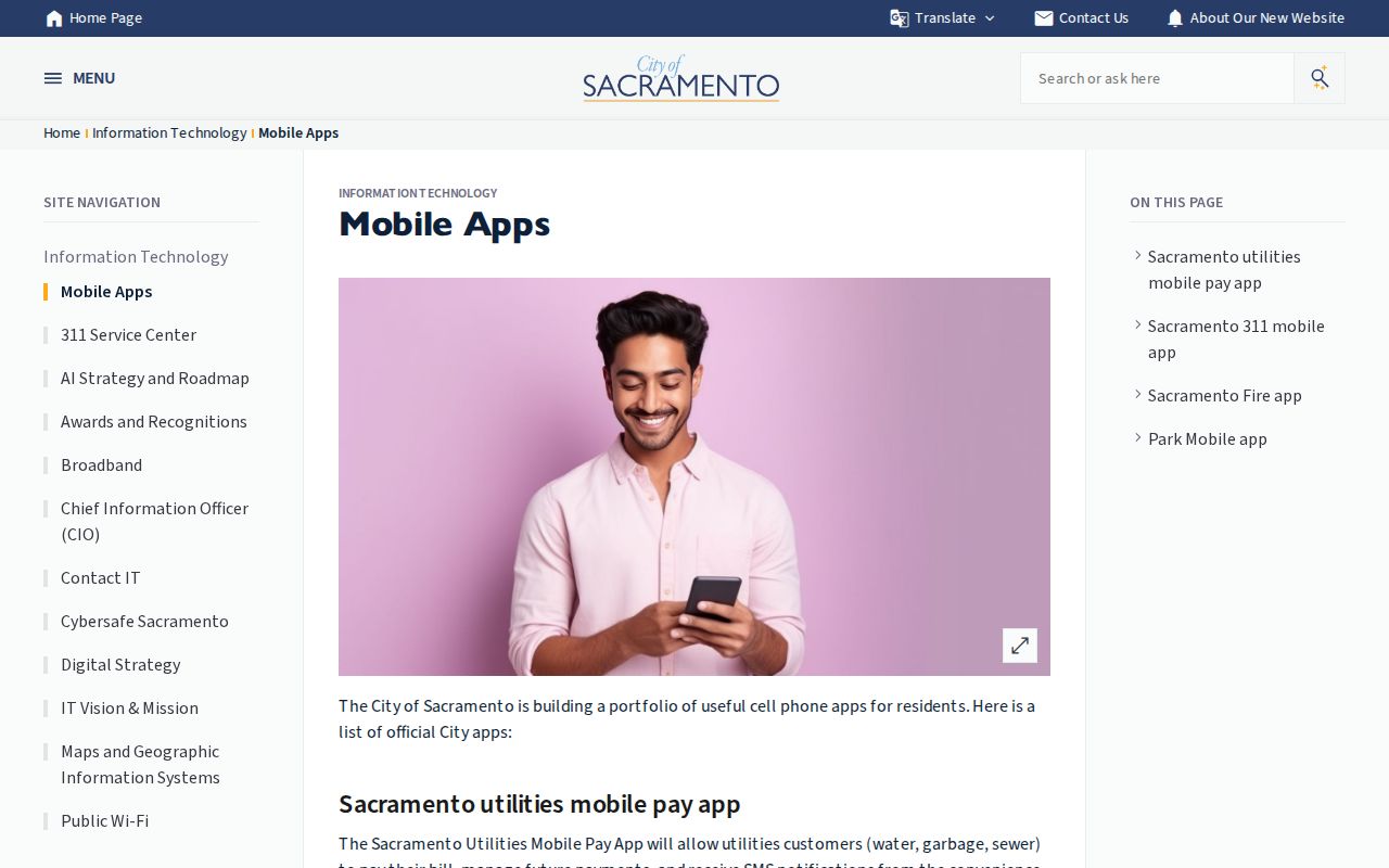 City of Sacramento official mobile applications directory