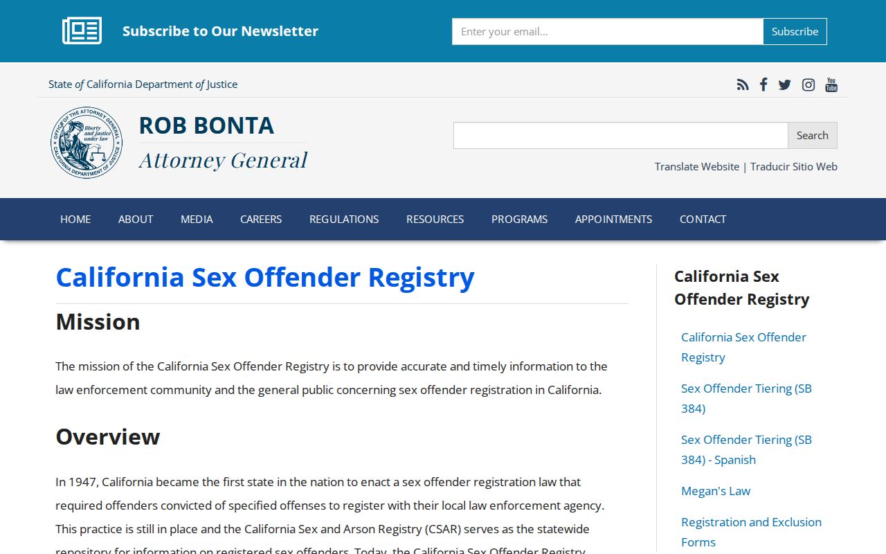 Sacramento County sex offender registry California DOJ program