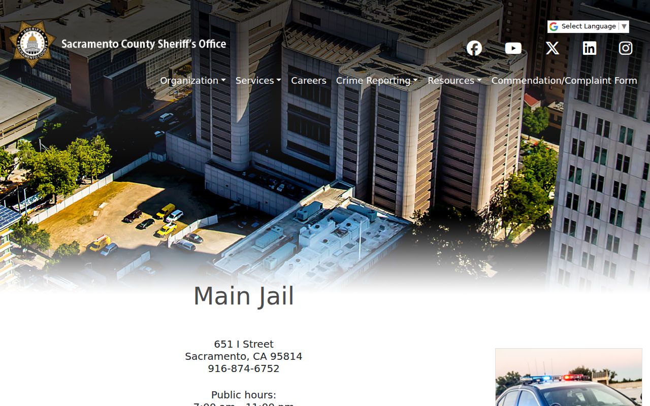 Sacramento County arrest lookup Main Jail information